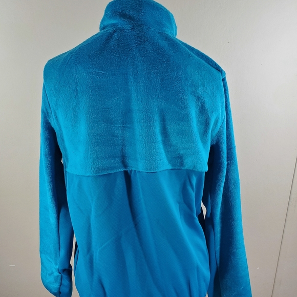 Adidas Half Zip Faux Fur Pullover Top DX9311 Teal - Picture 3 of 4